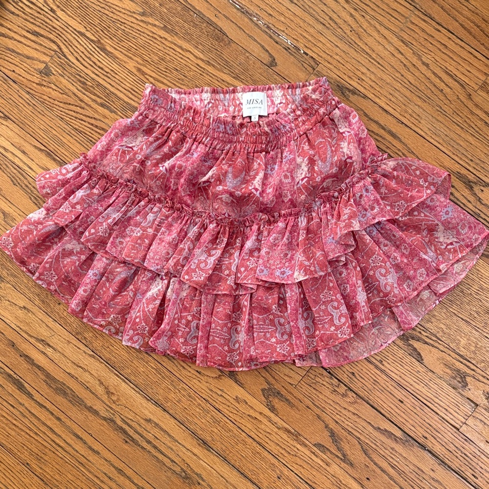 Misa Los Angeles Floral Red Mini Skirt